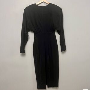 H&M Studios Women’s Black Batwing-Sleeved Sweatshirt Dress W/ Shoulder Pads XS